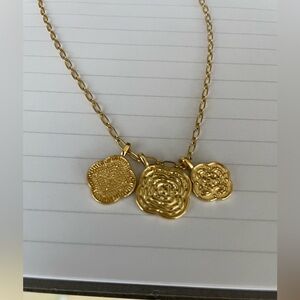 Gorjana Gold Plated Flower Coin Pendant Necklace, authentic (laguna beach ca)